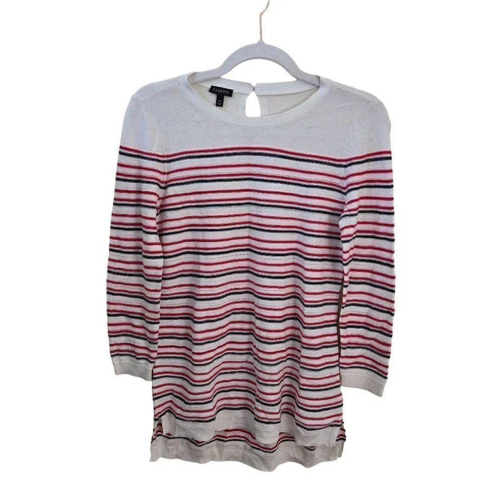 Talbots NWOT Red White Blue Striped Lightweight Tunic Top Size XS